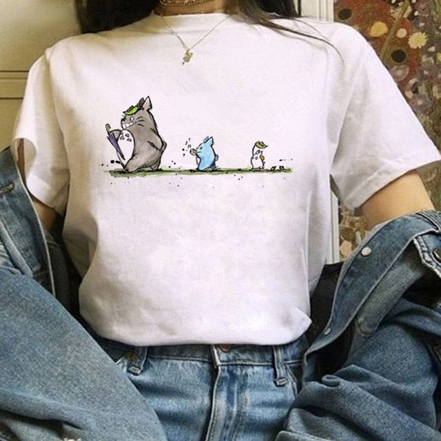 Kawaii T Shirt Women  Funny Cartoon T-shirt Cute Anime Top Tee Female