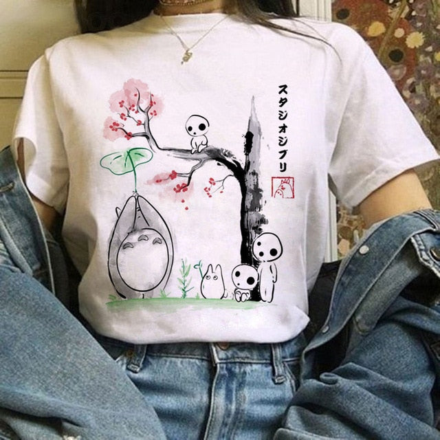Kawaii T Shirt Women  Funny Cartoon T-shirt Cute Anime Top Tee Female