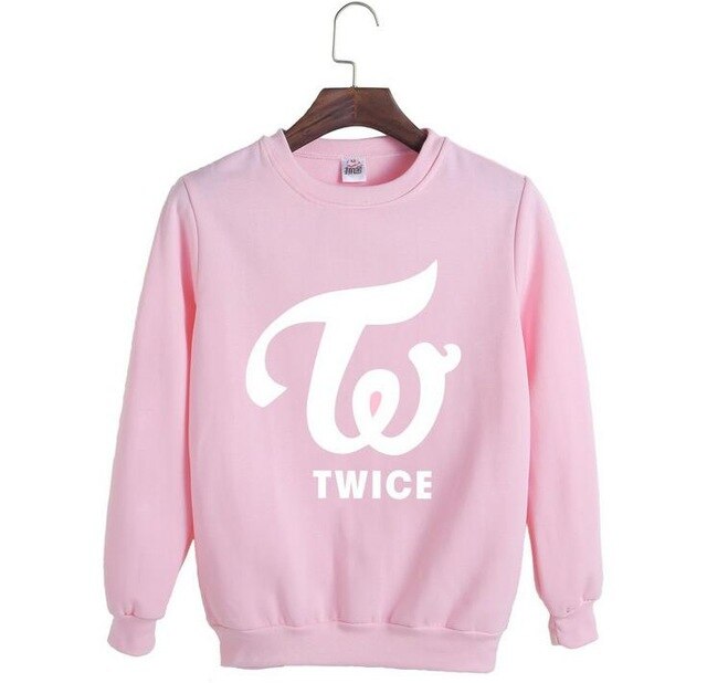 Twice pink sweatshirt  kpop pullover twice member name printing pullover o neck hoodie