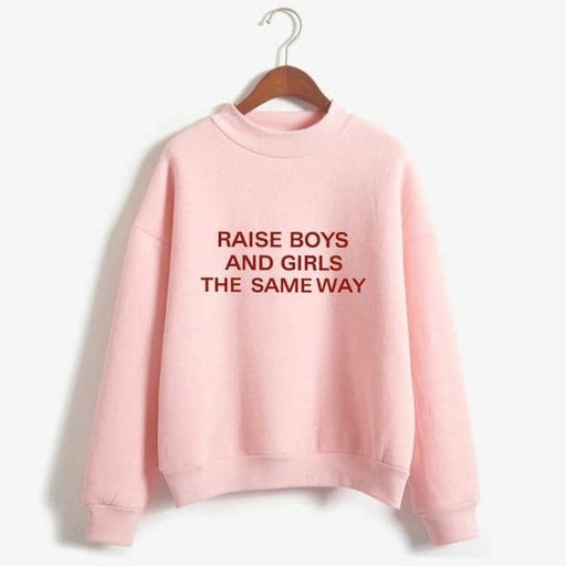 Women Funny Letter Fleece Turtleneck Pullover - Kpopshop