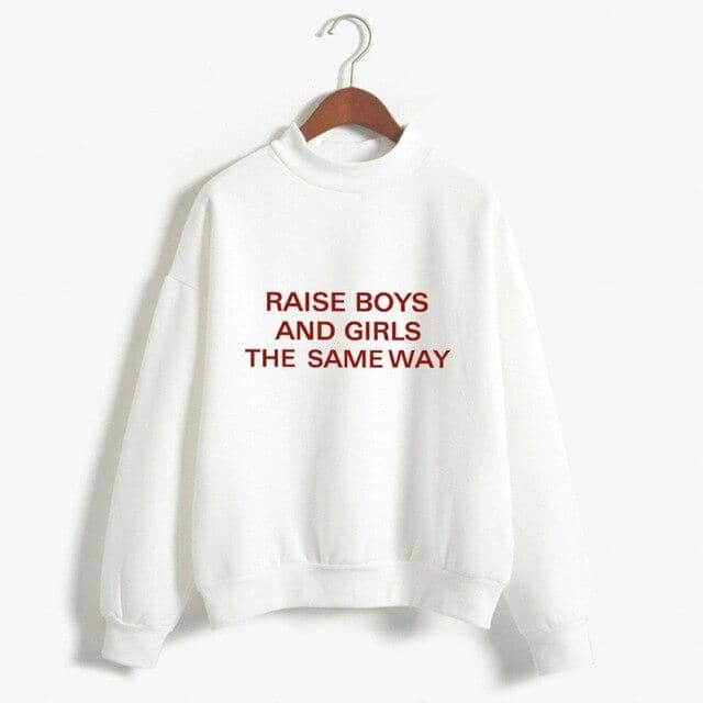 Women Funny Letter Fleece Turtleneck Pullover - Kpopshop