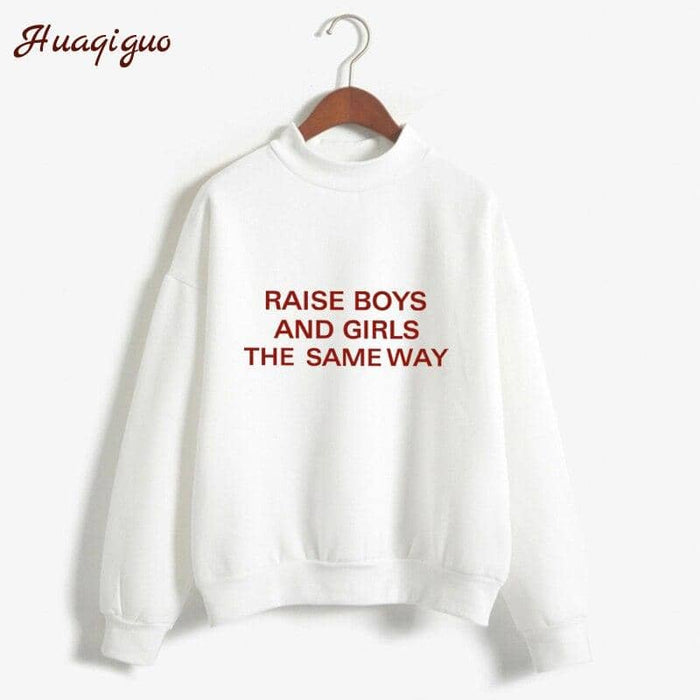 Women Funny Letter Fleece Turtleneck Pullover - Kpopshop