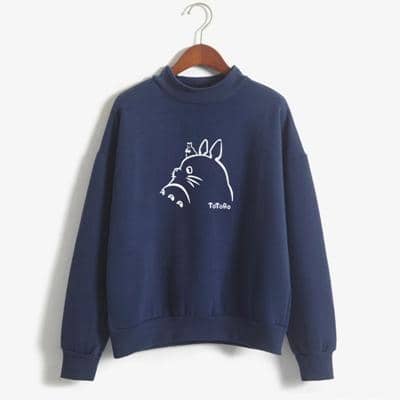 Women Lovely TOTORO Preppy Style Hooded Fleece Turtleneck Pullover Hoodies - Kpopshop