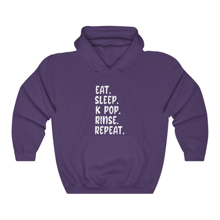 Eat Sleep K Pop Rinse Repeat  Hoodie - Trendy Winter Kpop Hoodies - Kpop Hooded Sweater