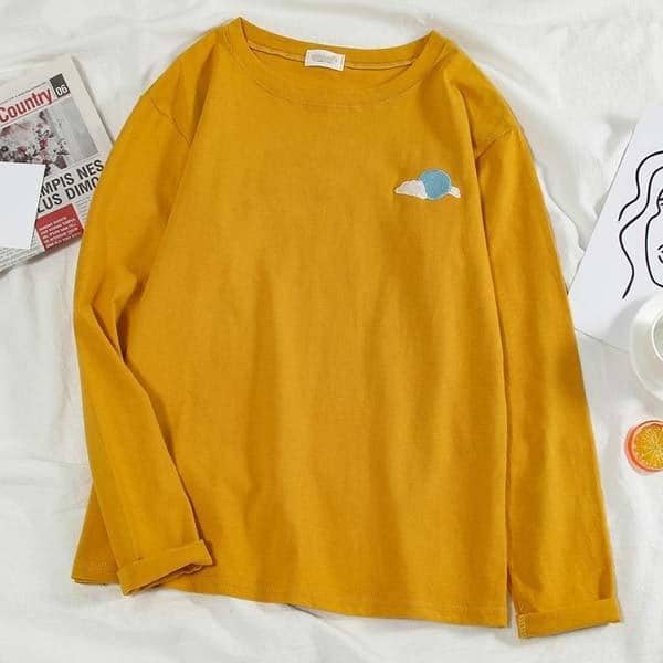 Kpopshop Originals - T-shirts Rainbow Striped Soft Loose Embroidery T-shirt  (4) - Kpopshop