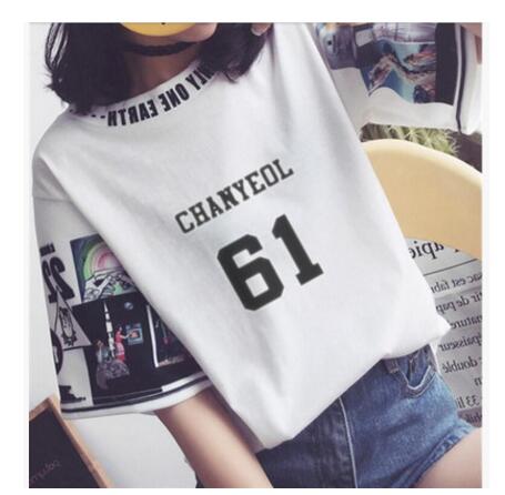 EXO The same women loose t shirts k-pop Round neck Student half sleeve tops T-shirt summer fashion cotton t-shirt