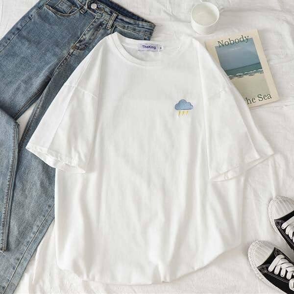 Kpopshop Originals - T-shirts Rainbow Striped Soft Loose Embroidery T-shirt - Kpopshop